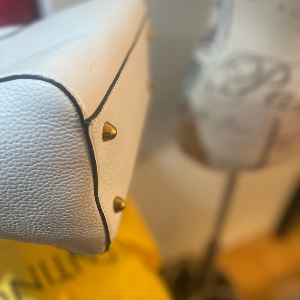 Mario Valentino White Spike-studded Embellished Satchel - Picture 10 of 16